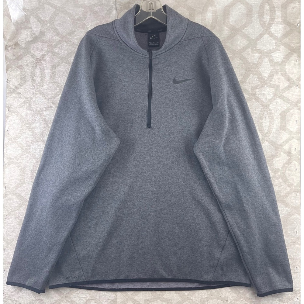 Nike Dri Fit Mens Grey 1/4 Zip‎ Athletic Pullover Sweatshirt XLT 932041-071